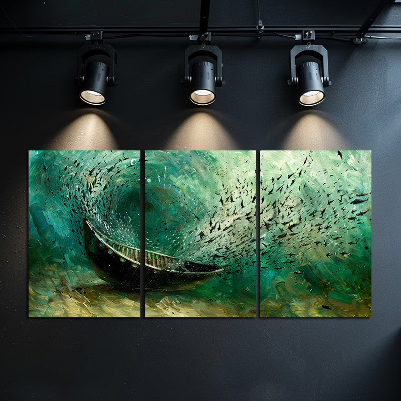 3pcs Submarine Extreme Drift Oil Painting Wall Art Set Canvas Framed 50x70cm - High Quality Print 100% Australian Made Wall Canvas Ready to Hang
