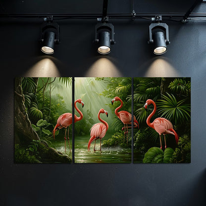 3pcs Flamingo Tropical Oil Painting Wall Art Set Canvas Framed 40x60cm - High Quality Print 100% Australian Made Wall Canvas Ready to Hang