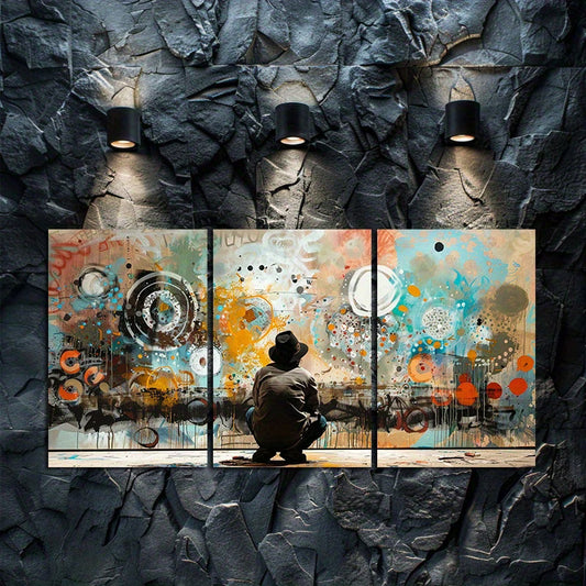 3pcs Graffiti Street Art Style Oil Painting Wall Art Set Canvas Framed 60x90cm - High Quality Print 100% Australian Made Wall Canvas Ready to Hang