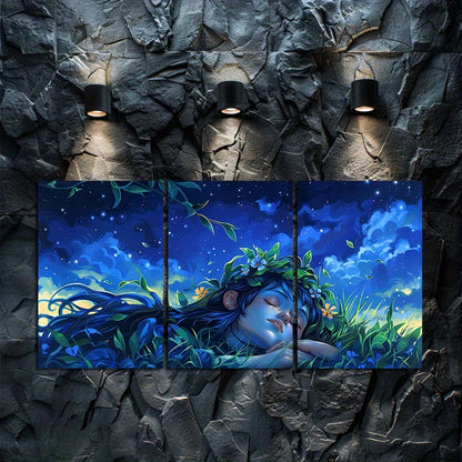 3pcs Dreamy Meadow Serene Nature Theme Wall Art Set Canvas Framed 40x60cm - High Quality Print 100% Australian Made Wall Canvas Ready to Hang
