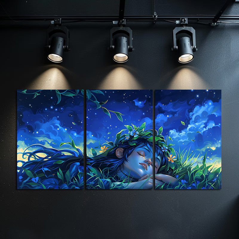 3pcs Dreamy Meadow Serene Nature Theme Wall Art Set Canvas Framed 50x70cm - High Quality Print 100% Australian Made Wall Canvas Ready to Hang