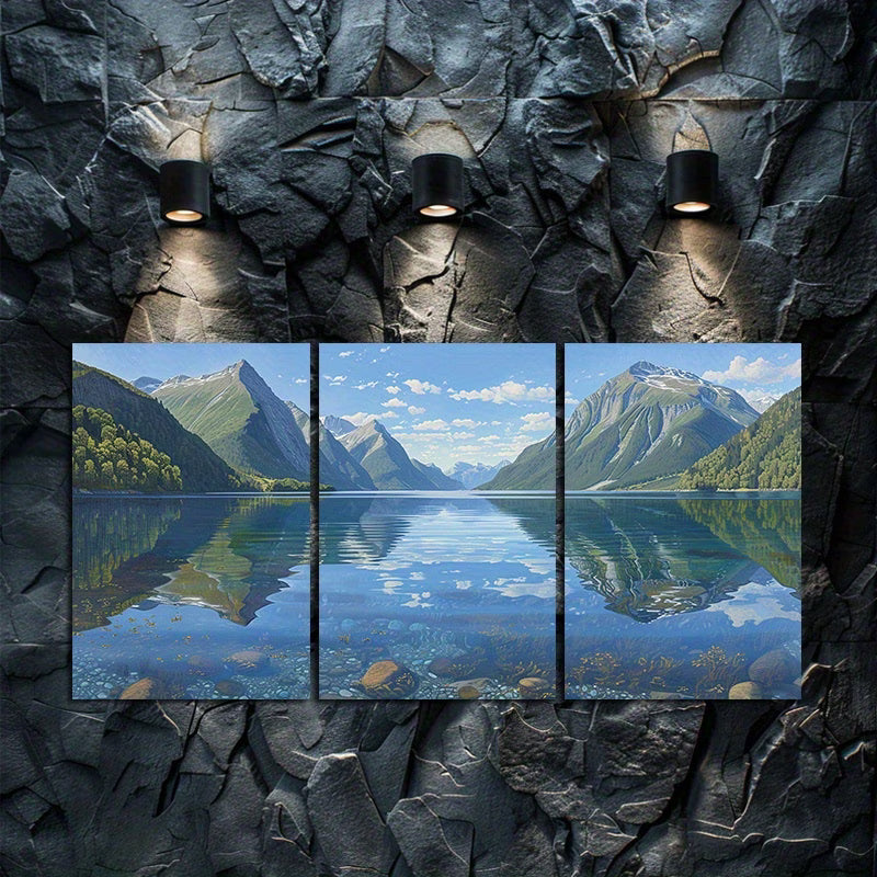 3pcs Norway's mountains are magnificent Wall Art Set Canvas Framed 60x90cm - High Quality Print 100% Australian Made Wall Canvas Ready to Hang