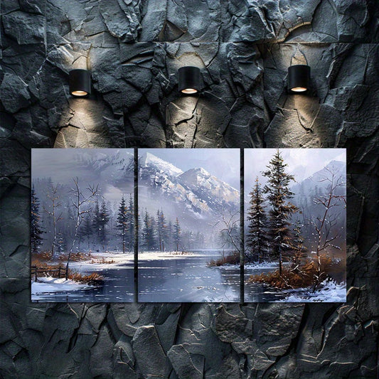 3pcs Starry Sky & Snow Mountain Wall Art Set Canvas Framed 60x90cm - High Quality Print 100% Australian Made Wall Canvas Ready to Hang