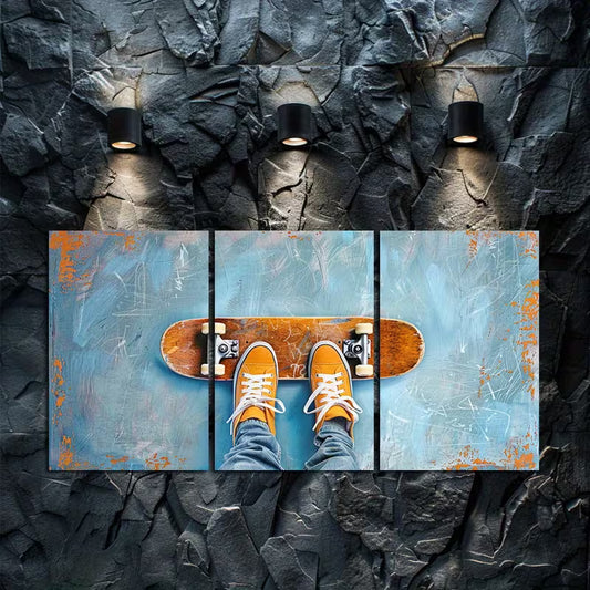 3pcs Combination of Graffiti and Skateboarding Wall Art Set Canvas Framed 40x60cm - High Quality Print 100% Australian Made Wall Canvas Ready to Hang