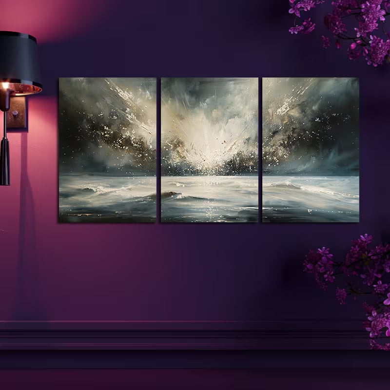3pcs Starry Sky on a Summer Night Wall Art Set Canvas Framed 40x60cm - High Quality Print 100% Australian Made Wall Canvas Ready to Hang