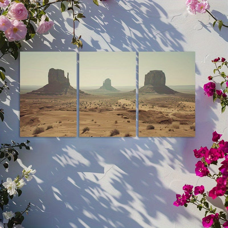 3pcs Moonlit Monument Valley Arizona Wall Art Set Canvas Framed 50x70cm - High Quality Print 100% Australian Made Wall Canvas Ready to Hang