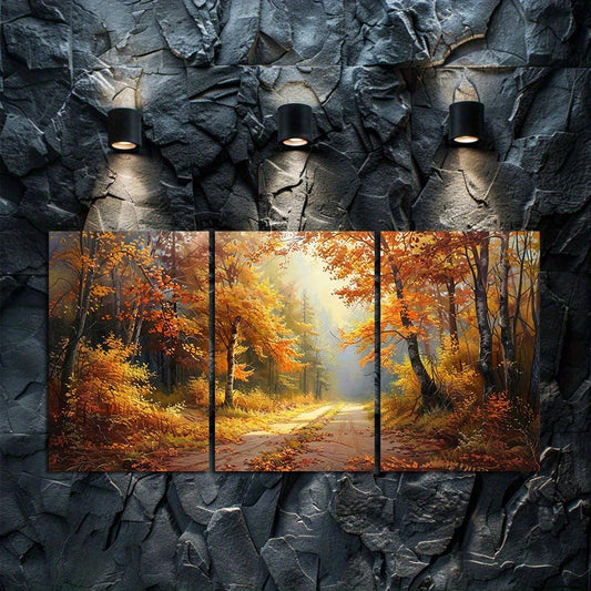 3pcs Warm Oil Painting of Sunshine Wall Art Set Canvas Framed 60x90cm - High Quality Print 100% Australian Made Wall Canvas Ready to Hang