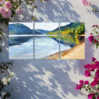 3pcs The Mountains and Rivers of Norway Wall Art Set Canvas Framed 50x70cm - High Quality Print 100% Australian Made Wall Canvas Ready to Hang