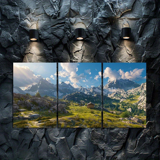 3pcs Serene Alpine Hut Scene Wall Art Set Canvas Framed 60x90cm - High Quality Print 100% Australian Made Wall Canvas Ready to Hang