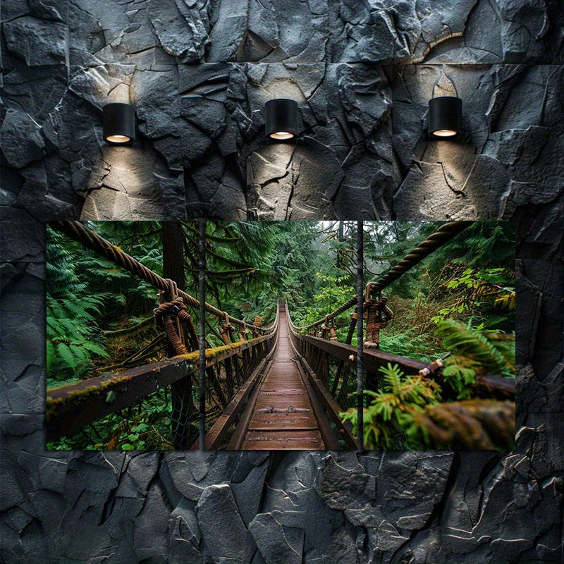 3pcs Vintage Wooden Bridge in British Columbia Wall Art Set Canvas Framed 40x60cm - High Quality Print 100% Australian Made Wall Canvas Ready to Hang