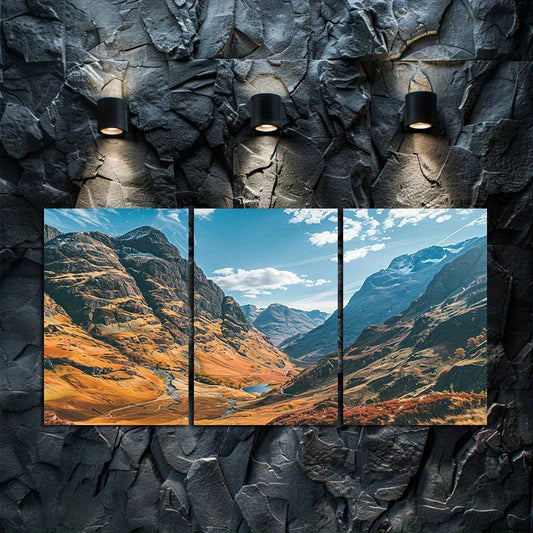 3pcs Scottish Highlands Landscape Wall Art Set Canvas Framed 60x90cm - High Quality Print 100% Australian Made Wall Canvas Ready to Hang