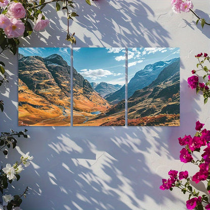 3pcs Scottish Highlands Landscape Wall Art Set Canvas Framed 50x70cm - High Quality Print 100% Australian Made Wall Canvas Ready to Hang