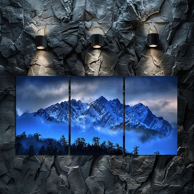 3pcs Snow Mountain Forest & Peaks Landscape Wall Art Set Canvas Framed 50x70cm - High Quality Print 100% Australian Made Wall Canvas Ready to Hang