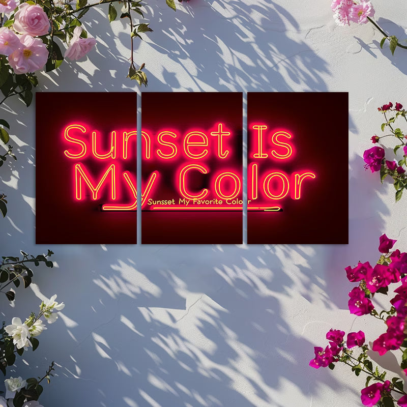 3pcs Sunset Hues Illustration Wall Art Set Canvas Framed 50x70cm - High Quality Print 100% Australian Made Wall Canvas Ready to Hang