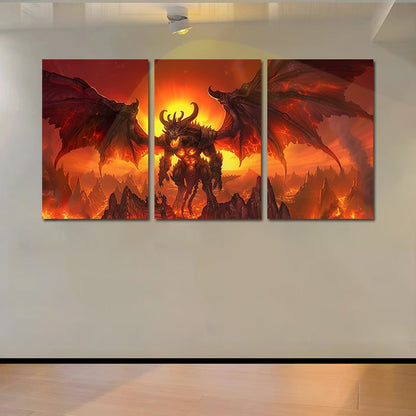 3pcs Dark Fantasy Dragon Mythical Creature Wall Art Set Canvas Framed 50x70cm - High Quality Print 100% Australian Made Wall Canvas Ready to Hang