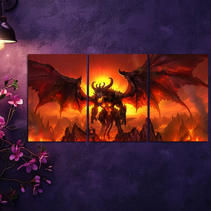 3pcs Dark Fantasy Dragon Mythical Creature Wall Art Set Canvas Framed 40x60cm - High Quality Print 100% Australian Made Wall Canvas Ready to Hang