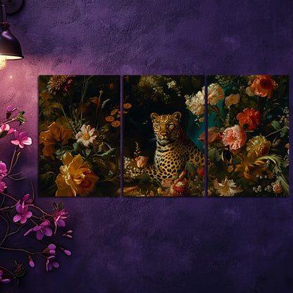 3pcs Floral and Leopard Wall Art Set Canvas Framed 40x60cm - High Quality Print 100% Australian Made Wall Canvas Ready to Hang
