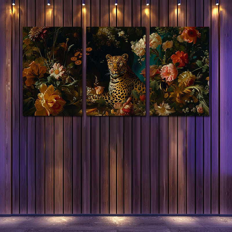 3pcs Floral and Leopard Wall Art Set Canvas Framed 60x90cm - High Quality Print 100% Australian Made Wall Canvas Ready to Hang