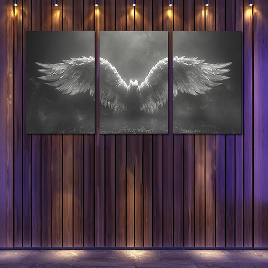 3pcs Angel Wings Design Wall Art Set Canvas Framed 40x60cm - High Quality Print 100% Australian Made Wall Canvas Ready to Hang