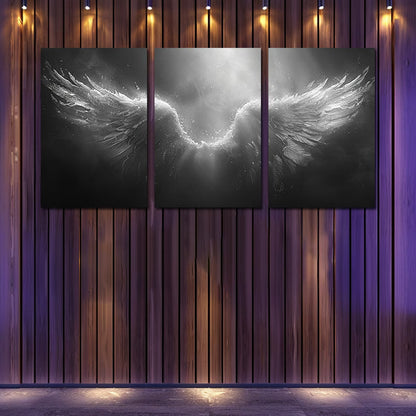 3pcs Angel Wings Illustration Wall Art Set Canvas Framed 50x70cm - High Quality Print 100% Australian Made Wall Canvas Ready to Hang