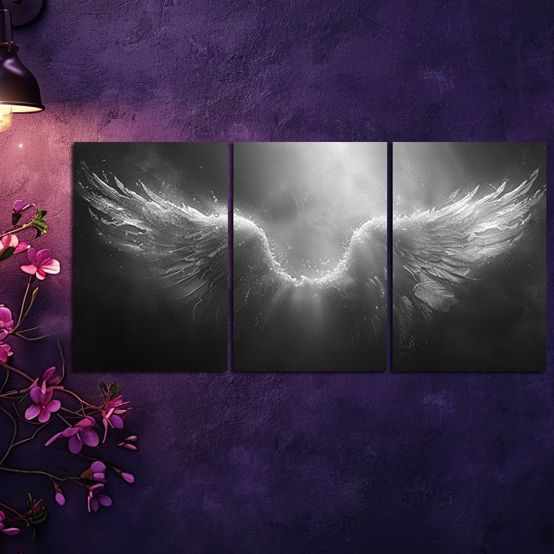 3pcs Angel Wings Illustration Wall Art Set Canvas Framed 50x70cm - High Quality Print 100% Australian Made Wall Canvas Ready to Hang
