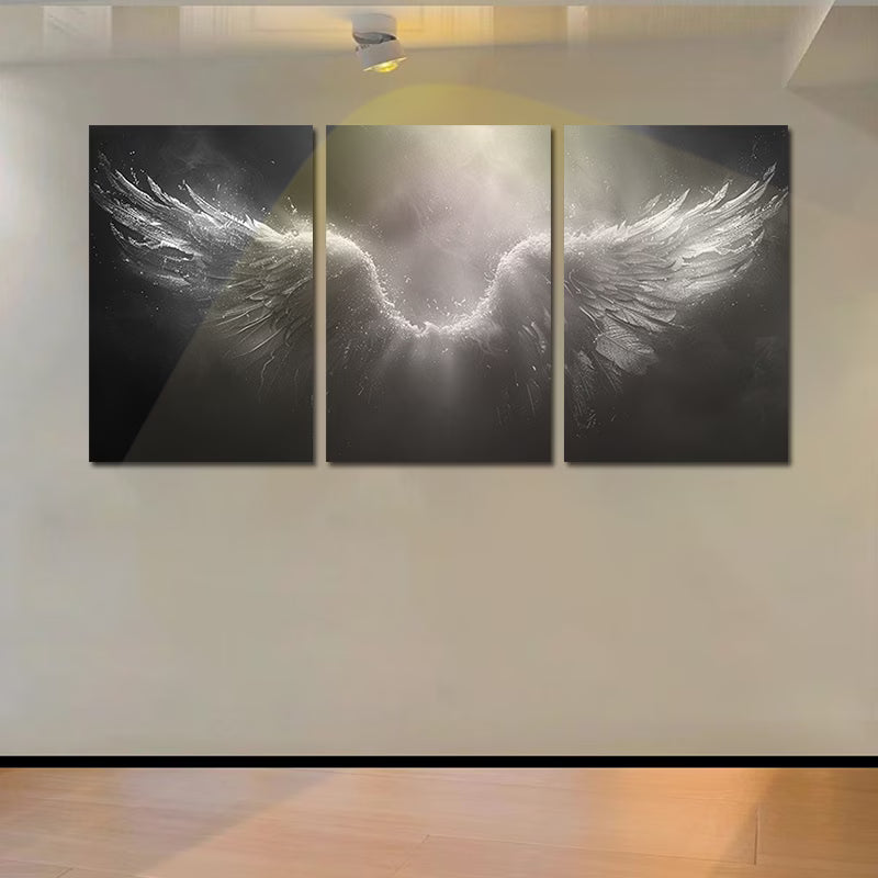 3pcs Angel Wings Illustration Wall Art Set Canvas Framed 50x70cm - High Quality Print 100% Australian Made Wall Canvas Ready to Hang