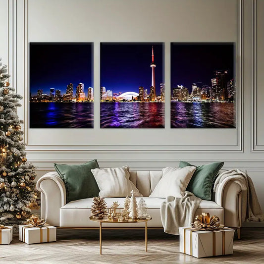 3pcs Modern Cityscape Contemporary Fantasy Decor Metal Print Ready to Hang Art