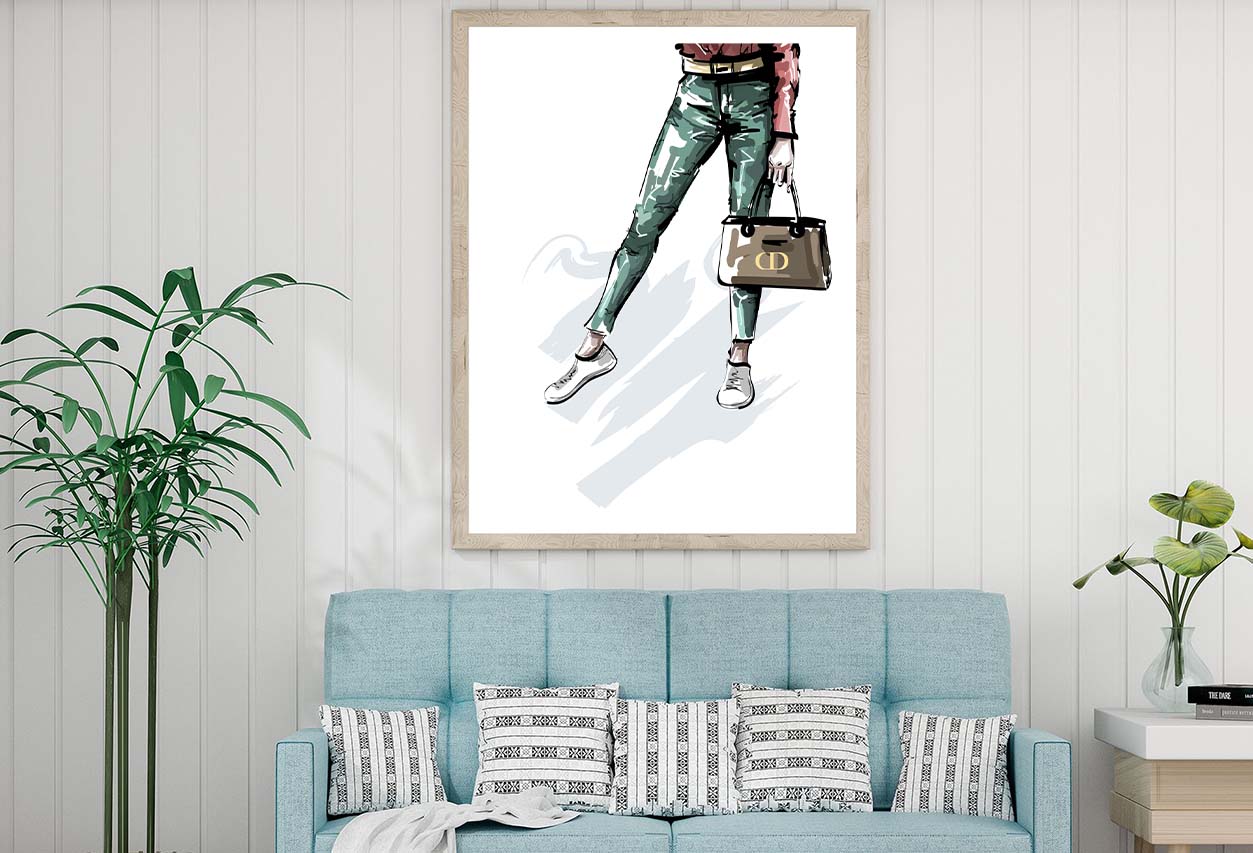 Stylish Sneakers with Luxury Handbag Design Home Decor Premium Quality Poster Print Choose Your Sizes