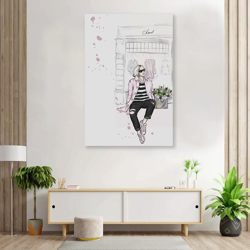 Fashion Girl and Bag 3D Design Acrylic Glass Print Tempered Glass Wall Art 100% Made in Australia Ready to Hang