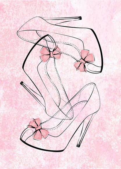 High Heel Shoe Sketch Pink Fashion Home Decor Premium Quality Poster Print Choose Your Sizes - Bella Home Decor