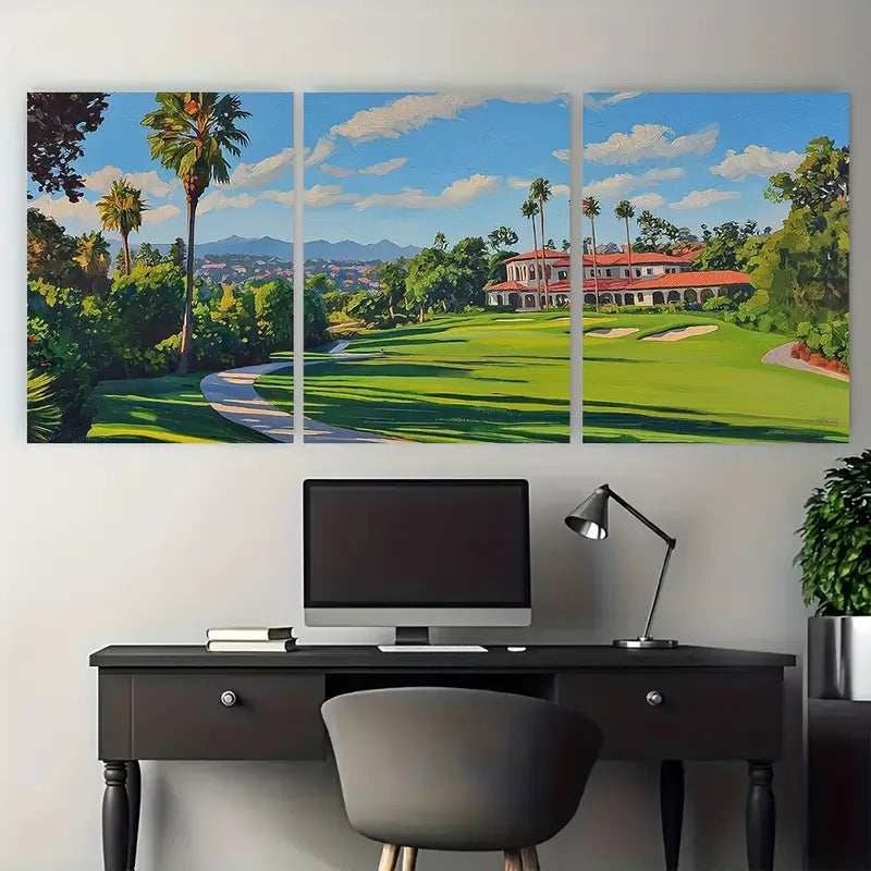 3pcs Riviera Country Club Golf Course Metal Print Ready to Hang Art