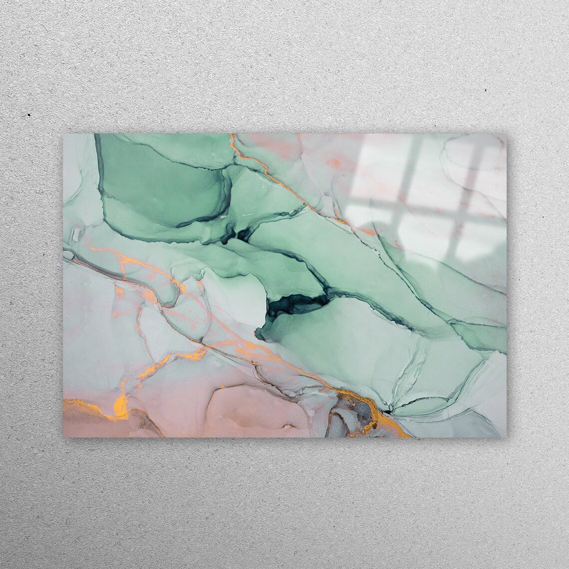 Green Marble Wall Art Acrylic Glass Print Tempered Glass Wall Art 100% Made in Australia Ready to Hang