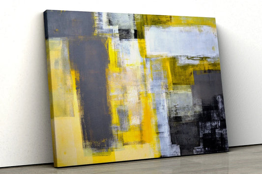 Yellow grey office abstract painting UV Direct Aluminum Print Australian Made Quality