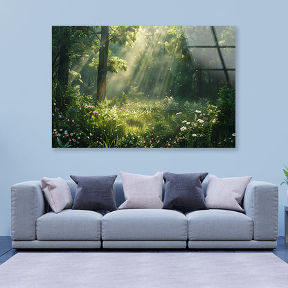 Sun Rays in the Forest Acrylic Glass Print Tempered Glass Wall Art 100% Made in Australia Ready to Hang