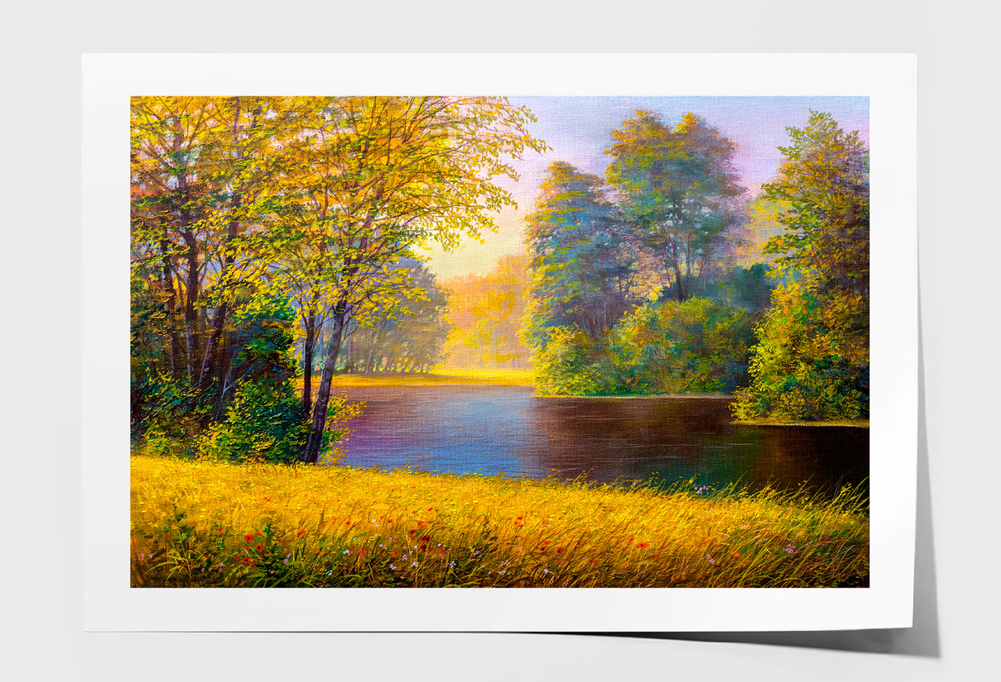 Beautiful Summer Forest With River Oil Painting Limited Edition High Quality Print Unframed Roll Canvas None