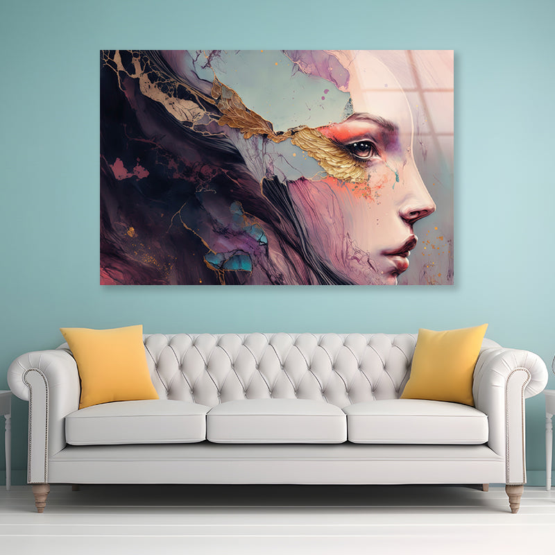 Painting of a Human Face Acrylic Glass Print Tempered Glass Wall Art 100% Made in Australia Ready to Hang