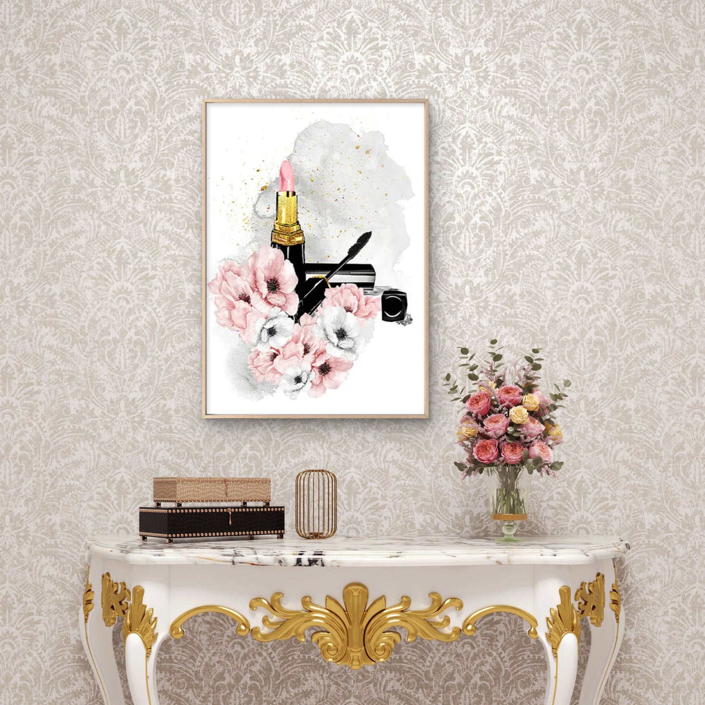 Minimalist Women Beauty Lipstick Makeup Floral Fashion Home Decor Premium Quality Poster Print Choose Your Sizes
