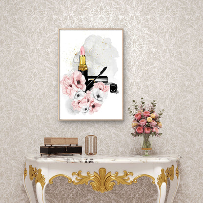 Minimalist Women Beauty Lipstick Makeup Floral Fashion Home Decor Premium Quality Poster Print Choose Your Sizes