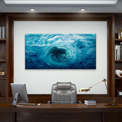 Blue Ocean Water Fluid Swirl Wall Art Canvas Office Home Room Framed 120x60cm