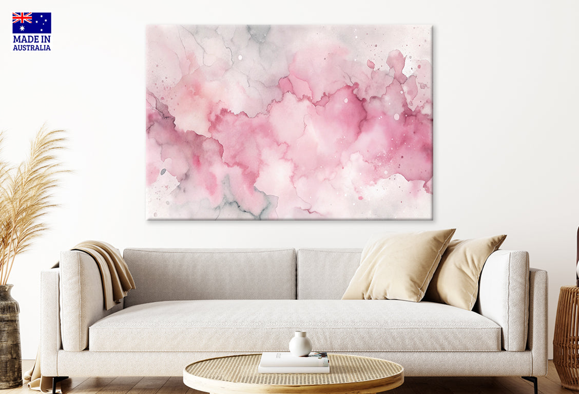 Watercolor Pink Neutral Splashes Abstract Wall Art Decor 100% Australian Made