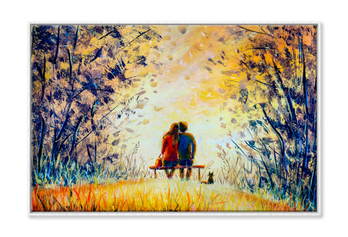 Copy of A Loving Couple & Cat Oil Painting Wall Art Limited Edition High Quality Print Canvas Box Framed White