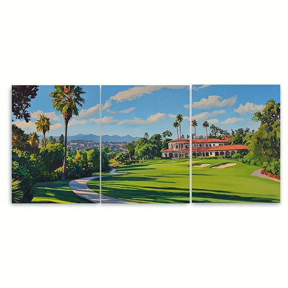 3pcs Riviera Country Club Golf Course Metal Print Ready to Hang Art