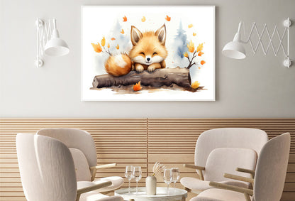 Baby Red Fox in Autumn Garden Home Decor Premium Quality Poster Print Choose Your Sizes