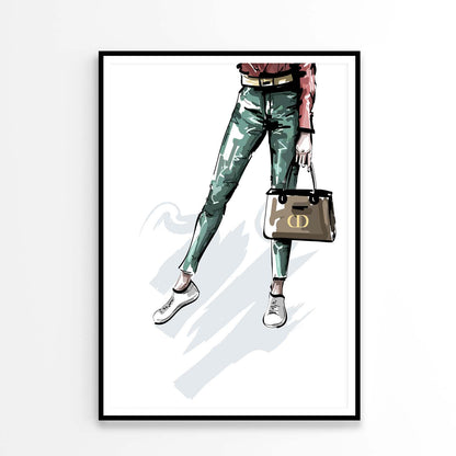 Stylish Sneakers with Luxury Handbag Design Home Decor Premium Quality Poster Print Choose Your Sizes