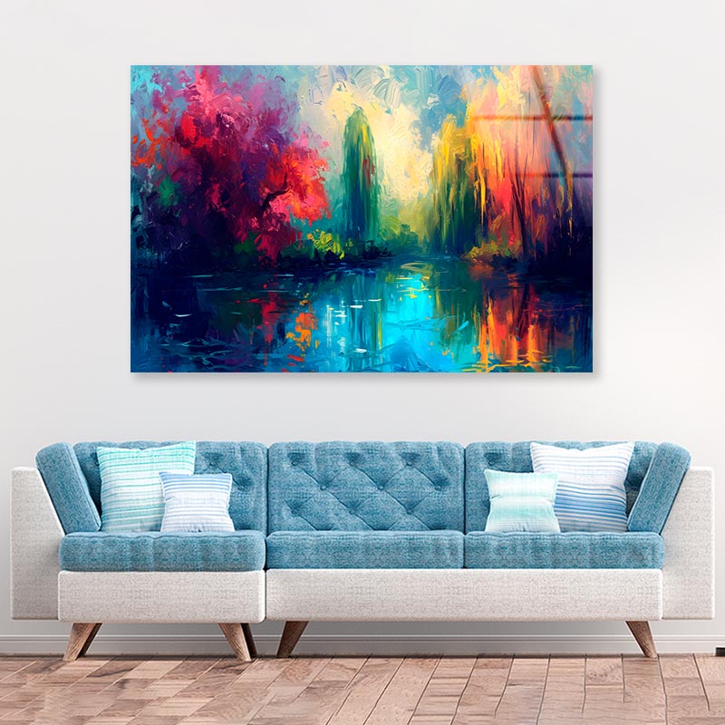 Colorful Abstract Oil Painting  Acrylic Glass Print Tempered Glass Wall Art 100% Made in Australia Ready to Hang