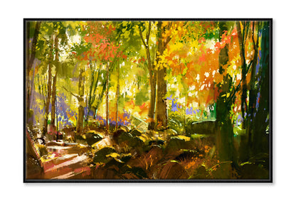 Bright Forest, Beautiful Nature In Spring Oil Painting Wall Art Limited Edition High Quality Print Canvas Box Framed Black