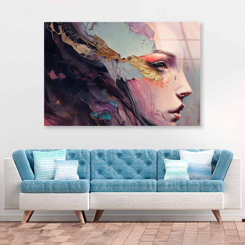 Painting of a Human Face Acrylic Glass Print Tempered Glass Wall Art 100% Made in Australia Ready to Hang