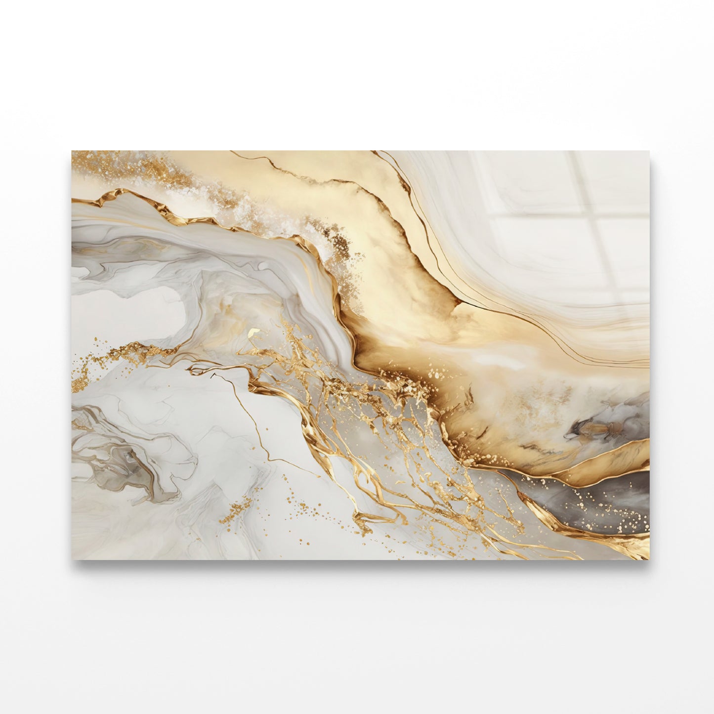 Natural White and Gold Marble Texture Acrylic Glass Print Tempered Glass Wall Art 100% Made in Australia Ready to Hang