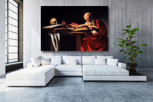 Caravaggio, Saint Jerome Writing UV Direct Aluminum Print Australian Made Quality