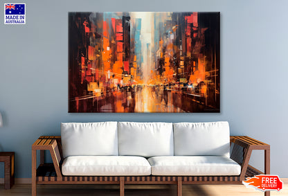 City Background With Splashes Oil Painting Wall Art Limited Edition High Quality Print